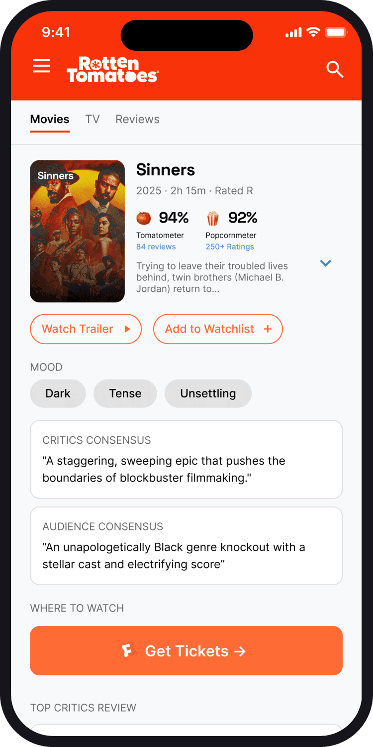 Rotten Tomatoes with Get Tickets