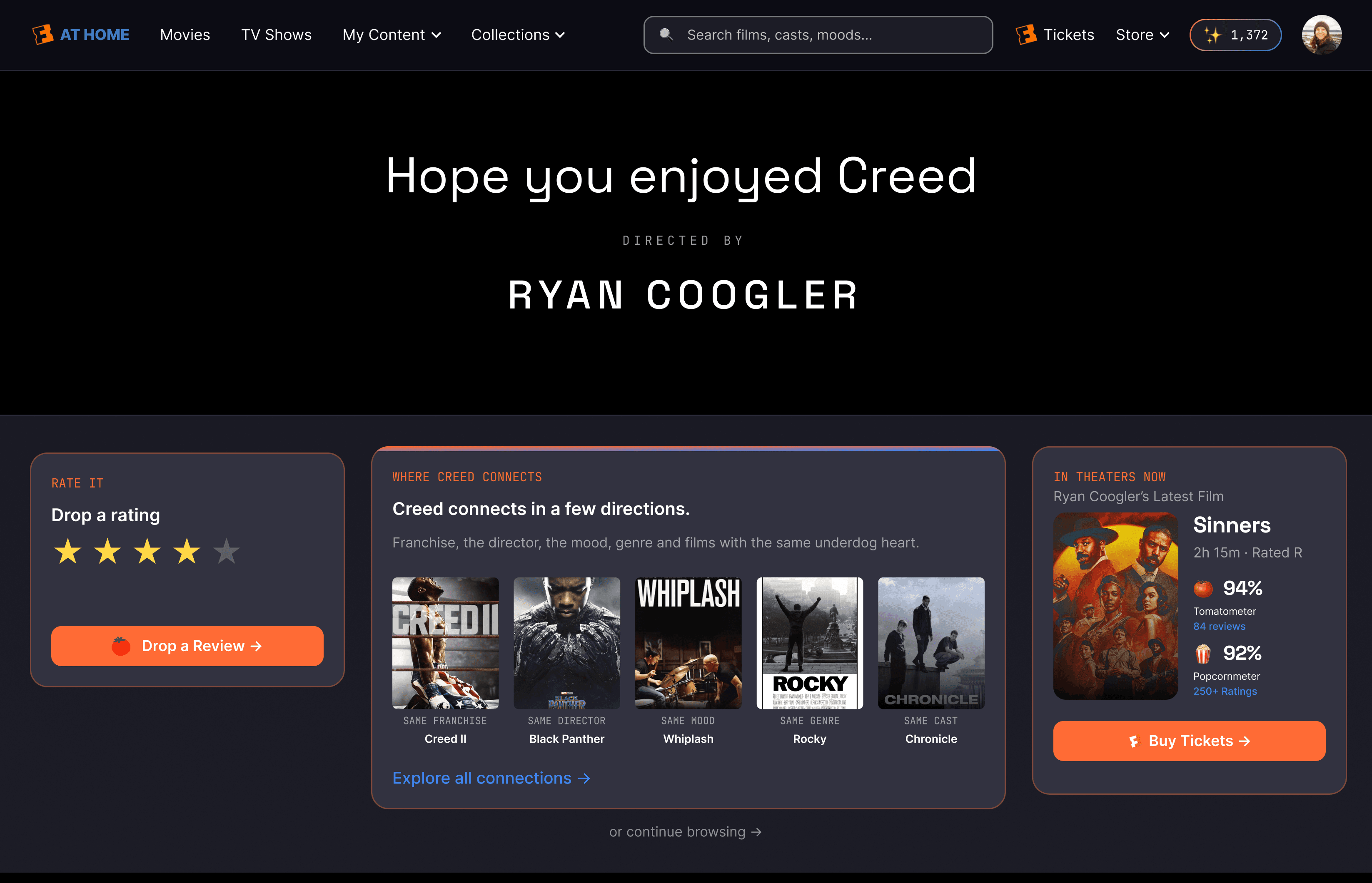 End credits screen suggesting where Creed connects