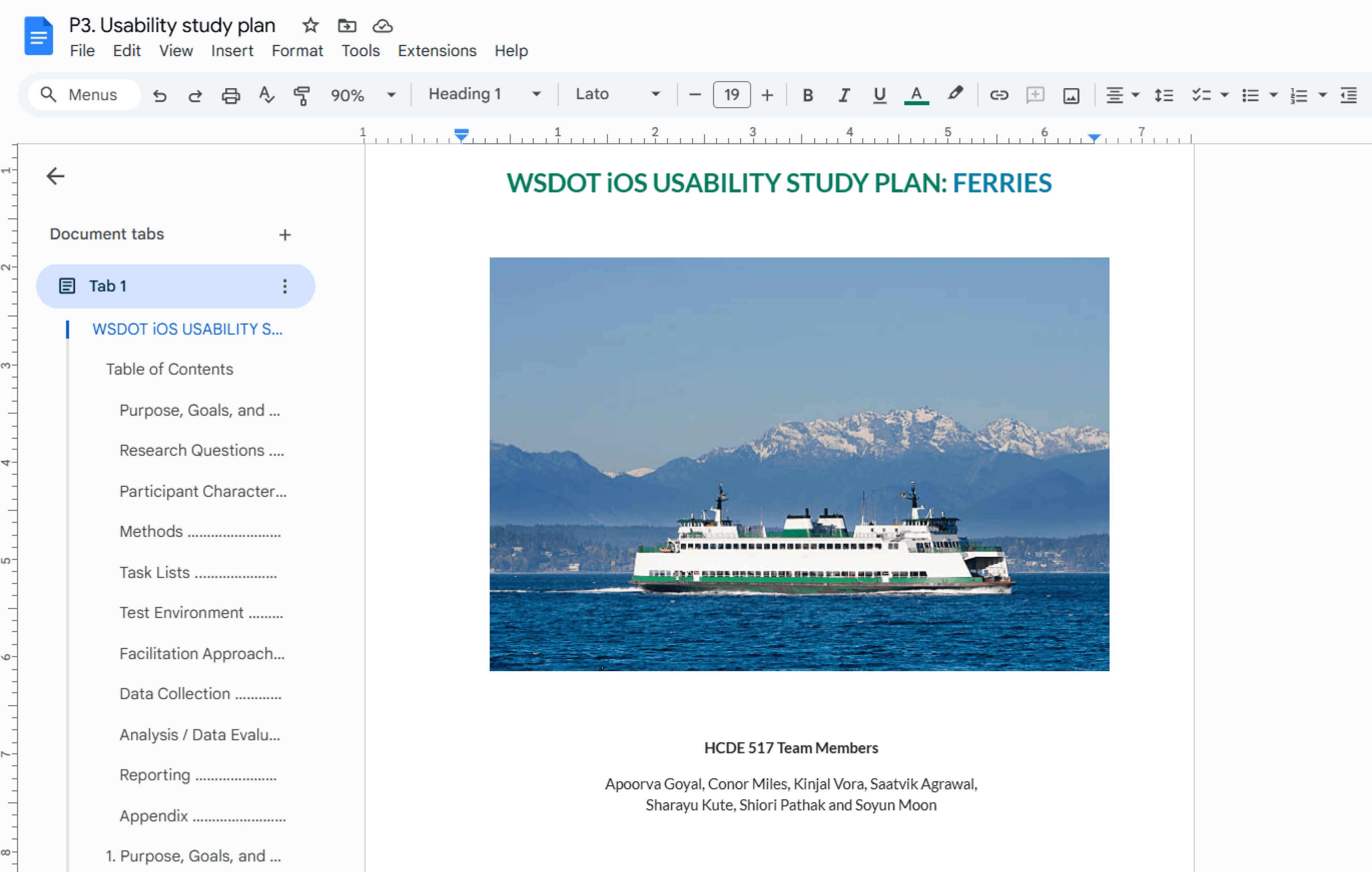 The study plan document